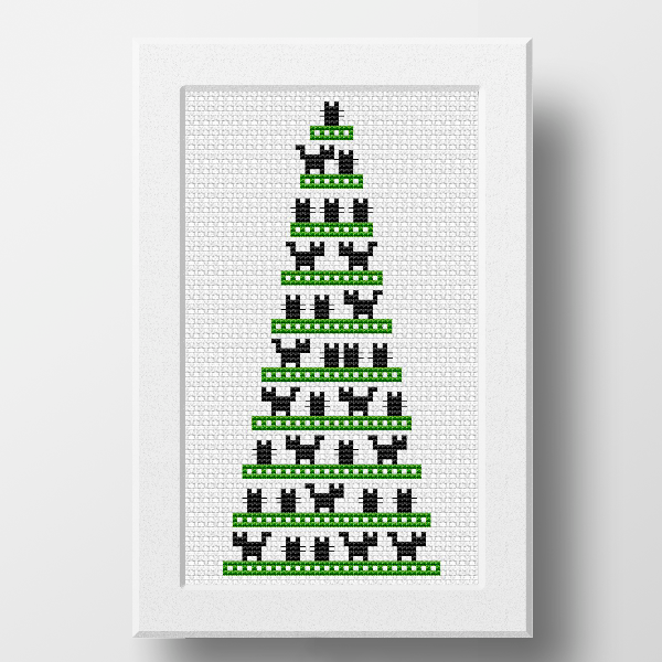 Cat Christmas Tree cross stitch pattern
