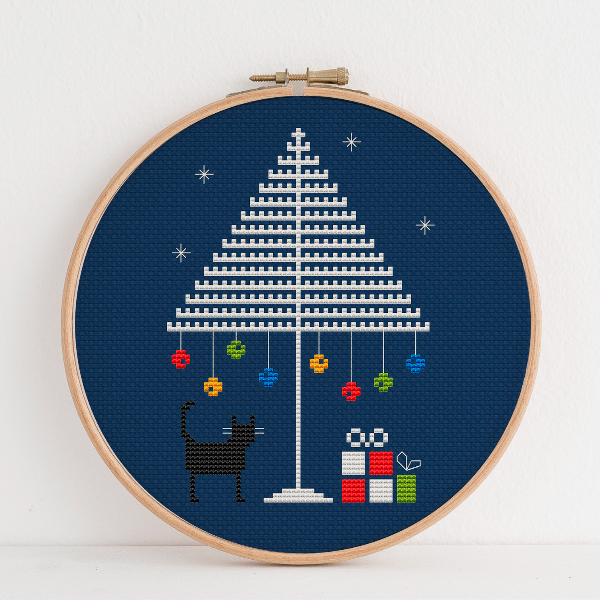 Christmas Cat cross stitch pattern