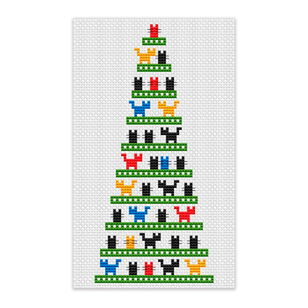 Cat Christmas Tree cross stitch chart