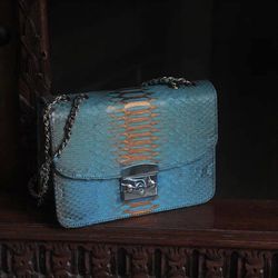 Genuine python skin crossbody classy bag | designer women leather handbag | snakeprint bag | crossbody purse