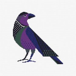 Bird cross stitch pattern Raven counted chart Folk dark crow Gothic cross stitch embroidery Modern cross stitch
