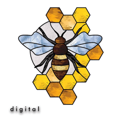 Bee and Honeycomb Stained Glass Pattern