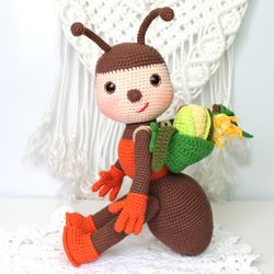 Ant crochet pattern PDF in English Insect toy amigurumi crochet tutorial Stuffed Ant DIY