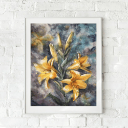flowers painting original watercolor home decorating room