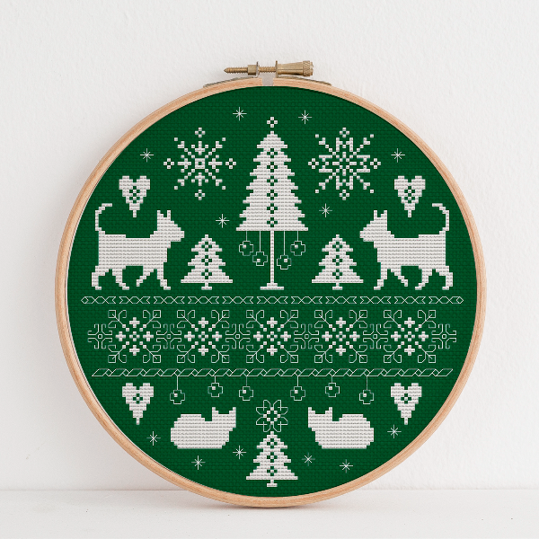 holiday cross stitch pattern cats