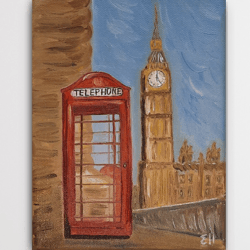 London oil painting Telephone booths for wall Big ben paintingm painting Siamese cat painting