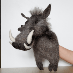 Warthog Boar  puppet for puppet theater. Handmade. Make to order