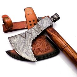 Tactics: Hunting, tactical smoking pipe axe, custom-made damascus steel Viking hatchet