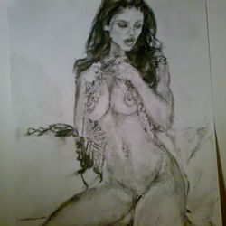 Original art,  beauty girl nudes portrait, handmade watercolour interior painting