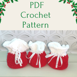 Crochet pattern ,Christmas gift bag crochet PDF, Santa sacks Crochet drawstring mini pouch