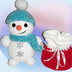 Crochet Snowman Pattern PDF and Christmas gift bag, Christmas Crochet Pattern, Snowman Amigurumi
