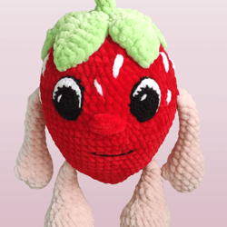 Cute crochet strawberry, Cute Amigurumi strawberry, Stuff toy fruit with eyes