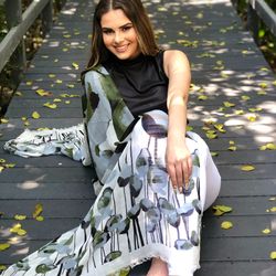 modal silk screen print scarf