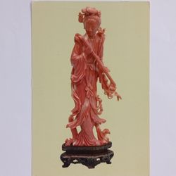vintage postcard "coral figurine of a woman" china 1962