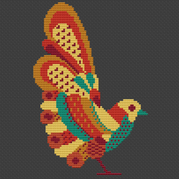red bird cross stitch pattern