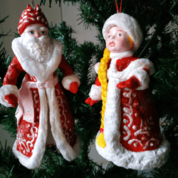 Ded Moroz and Snegurochka A very original and exclusive Christmas tree toy