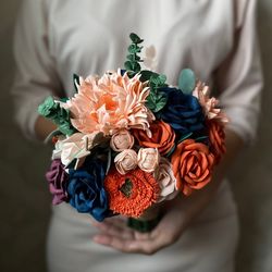 Bridal bouquet. Fall wedding bouquet. Burnt orange bridesmaid bouquet. Fall wedding bouquet set.