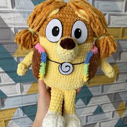 Handmade crochet Indy from bluey perfect gift for kids. Adorable and cuddly, this unique toy will bring joy to any child