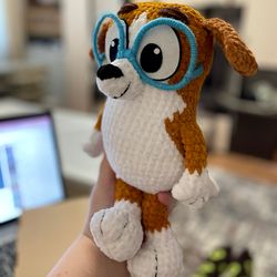 Handmade Crochet Bluey Toy Honey Dog, Gift For Kids. Adorable And Cuddly, This Unique Toy Will Bring Joy To Any Child