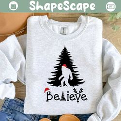 believe bigfoot christmas tree svg