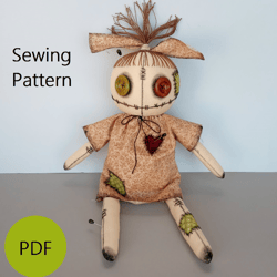 Voodoo Doll Pattern & Sewing Tutorial PDF (in 2 sizes)