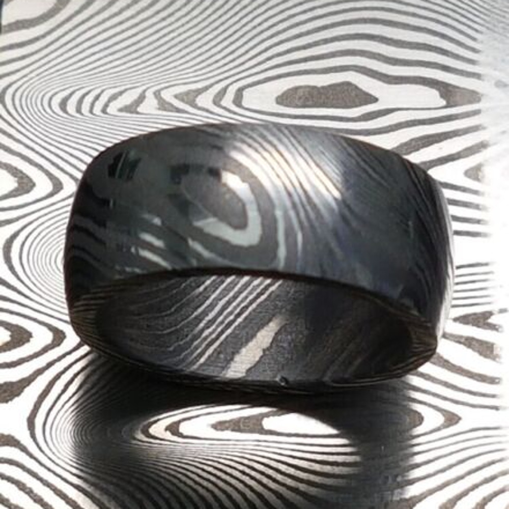 StrikingMensBlackDamascusWeddingRingUniqueBandforEngagementsPerfectMensJewelry 3