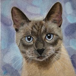 Cat portrait original oil painting on canvas animal art pet portrait hand painted modern painting wall art 8x8 inches