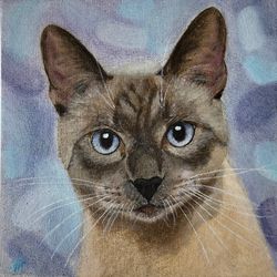 cat portrait original oil painting on canvas animal art pet portrait hand painted modern painting wall art 8x8 inches