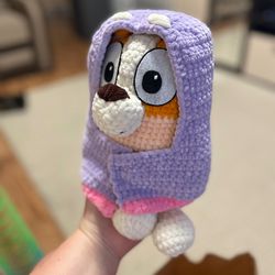 Handmade crochet granny bingo dog bluey perfect gift for kids. Adorable and cuddly, this unique toy will bring joy