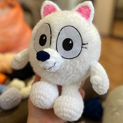 Handmade Crochet Pompom Dog, Bluey Toy Gift For Kids. Adorable And Cuddly, This Unique Toy Will Bring Joy To Any Child