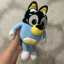 Handmade crochet dad bandit bluey toy gift for kids. Adorable and cuddly, this unique toy will bring joy to any child