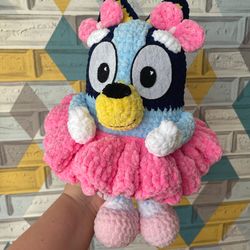 Handmade bluey toy, muffin, bingo in a skirt, perfect gift for kids.