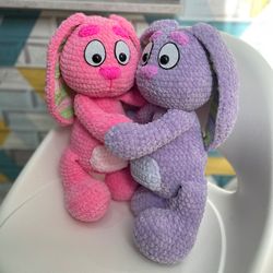 Handmade soft toys floppy bunny set, adorable and safe gift for children