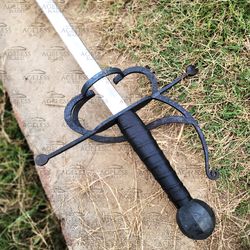 Custom Handmade Carbon Steel Medieval Standard Rapier Sword With Leather Sheath