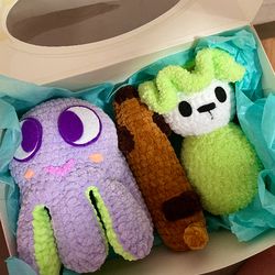 Handcrafted set of soft toys perfect gift for children. Adorable and safe, these handmade plushies are sure to bring joy