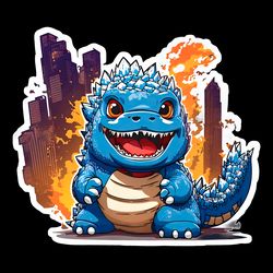 cute godzilla chibi monster png digital download files