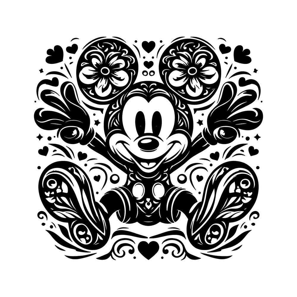 Floral-Mickey-Mouse-Cartoon-Character-SVG-S2304241635.png