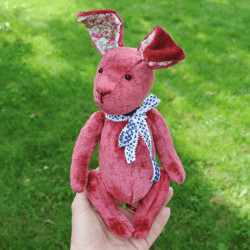 Pink bunny rabbit, Artist rabbit ooak, Antique bunny, Easter bunny, Vintage style teddy rabbit, plush toy