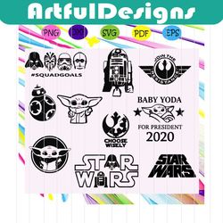 star wars bundles,star wars, yoda , baby yoda gift, baby yoda clipart, star wars gift, star wars baby, for silhouette, f