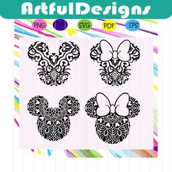 mickey mouse mandala, mickey head, minnie bow, minnie head, disney svg, mickey mouse head, mickey mandala svg,trending s