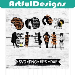 10x bundle pack, afro woman svg, black woman svg, afro girl svg, sexy diva svg, dope diva svg