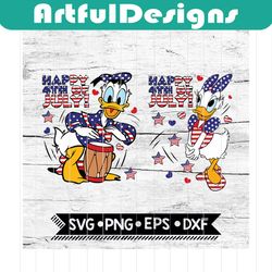 daisy and donald, 4th of july disney svg, family svg, disney svg