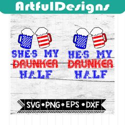 drunker half, 4th july, couple svg, 4th of july, bundle, cricut file, svg