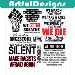 black empowerment svg bundle we can't breathe social injustice black lives matters cut files cricut