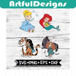 disney princess bundle svg, disney svg, princess svg, princess bundle svg, ariel svg, cinderella svg, cartoon svg, disne