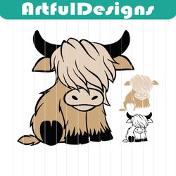 baby cow svg highland cow svg cuttable design svg png dxf eps ai pdf jpg designs cricut cameo file silhouette highland