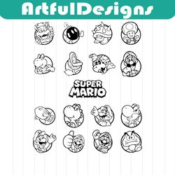super mario svg bundle, super mario svg, yoshi svg, super mario svg layered, super mario png, mario svg bundle, yoshi sv