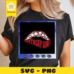 birthday girl svg, birthday girl biting lips svg, red lips svg, rhinestone svg, birthday for silhouette, files for cricu
