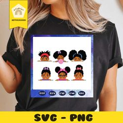 black girl peekaboo svg, peekaboo girl svg, puff afro ponytails svg, black girl gift, black women, black girl for silhou