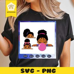 peekaboo girl svg, puff afro ponytails svg, black african american kids svg, black girl svg, files for silhouette, files